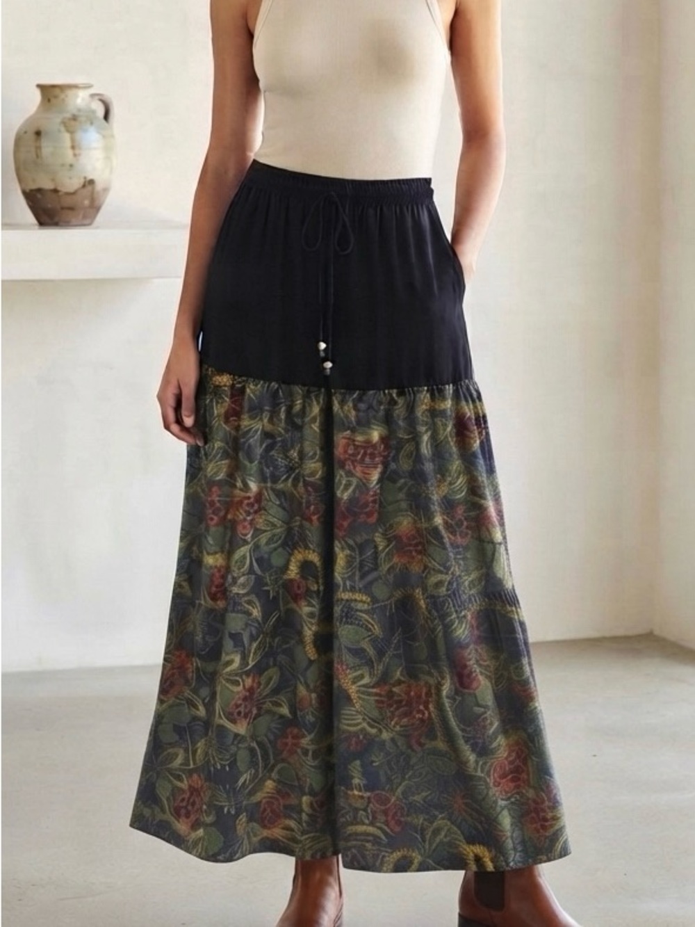 Young Threads Bohemian Floral Tiered Wide Leg Pants